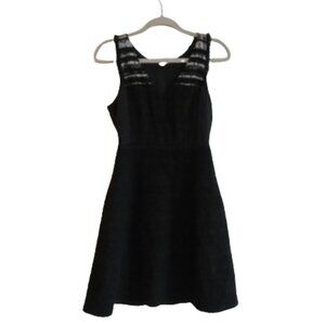 KOBI HALPERIN Black Textured Tweed Wool Blend Fit and Flare Dress Office Siren